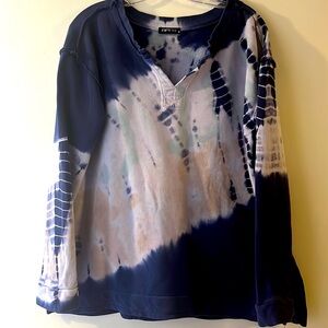 APNY M Tie Dye Pullover Sweatshirt Indigo Blue Cotton Spring Summer